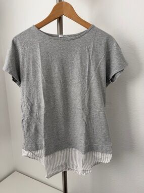 Casual Layered Hem Grey Women’s Top